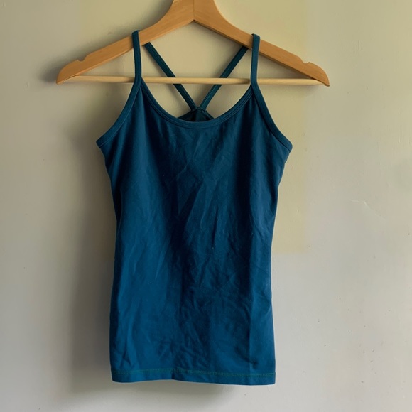 Lululemon blue y back tank with bra - Picture 1 of 3